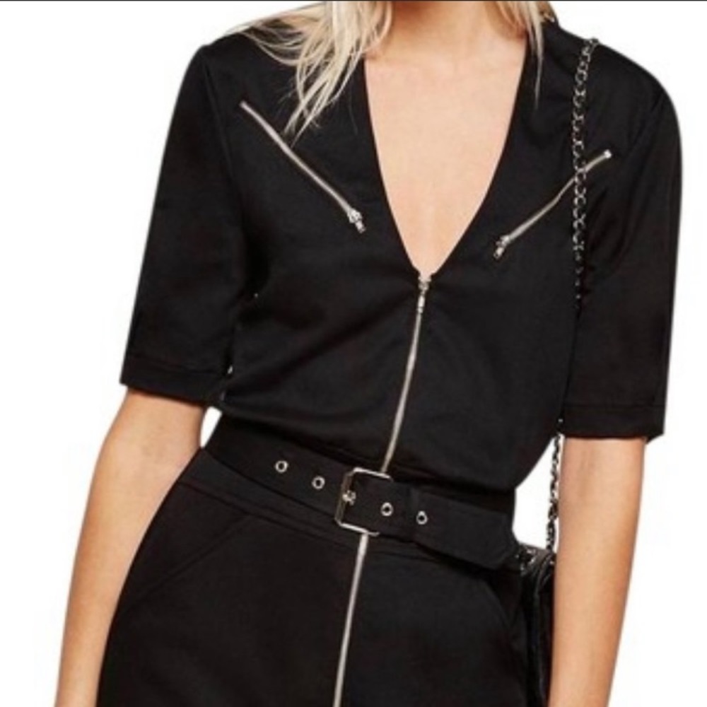 Reformation Black Pax Zipper Mini Dress